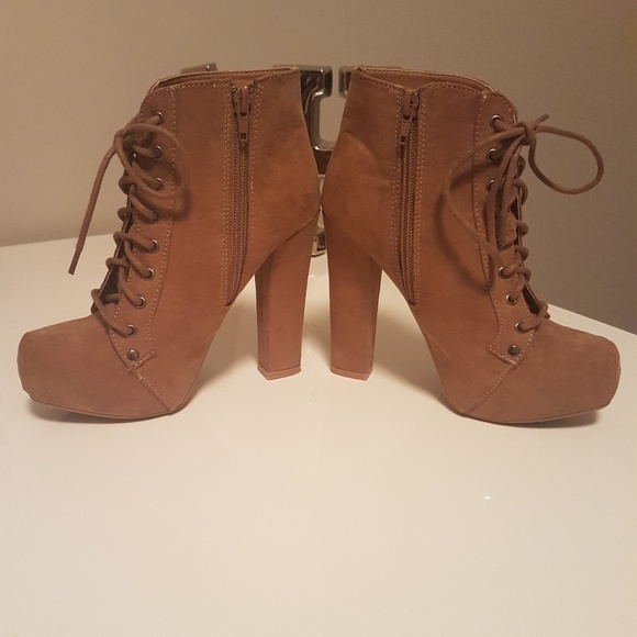 Tan lace up ankle boots size 6 - Picture 3 of 3